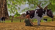 Dwarf milking a cow